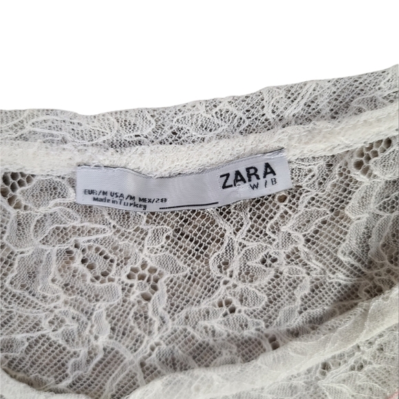 ZARA White W/B Lace Sheer Embroidered Top - Picture 2 of 3
